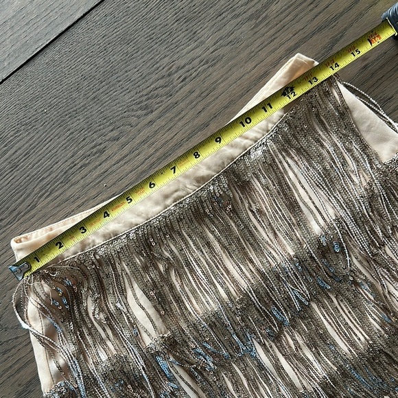 Francesca’s Clarette Tiered Mini Skirt with Sequins Champagne Color Cruise Wear - Picture 5 of 7